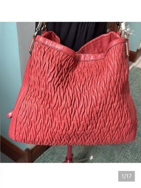 Coach   Madison Phoebe shoulder bag 3 compartment gathered quilted leather Coral